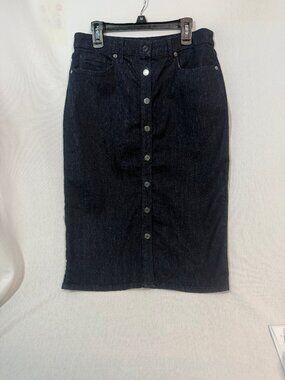 Banana Republic Denim Pencil Skirt Button Front Cotton Midi Casual